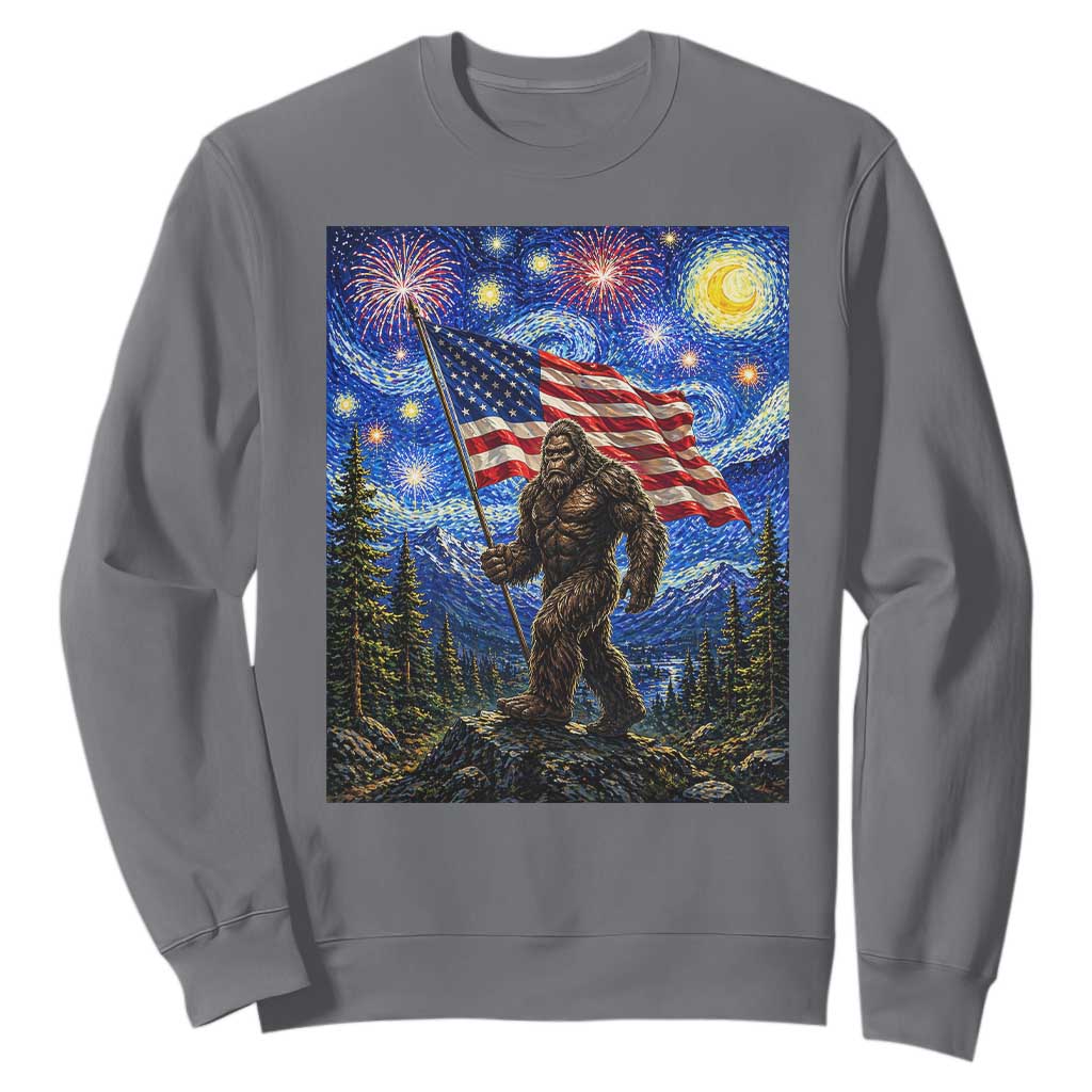 Bigfoot Patriotic 250 Years of Freedom Sweatshirt American USA Flag Stary Night TS14 Charcoal Print Your Wear