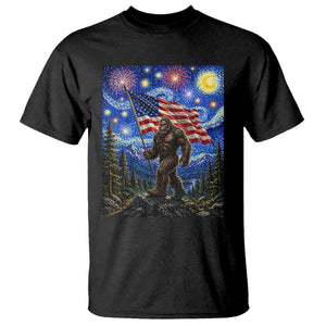 Bigfoot Patriotic 250 Years of Freedom T Shirt American USA Flag Stary Night TS14 Black Print Your Wear