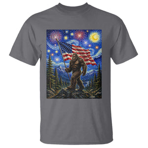 Bigfoot Patriotic 250 Years of Freedom T Shirt American USA Flag Stary Night TS14 Charcoal Print Your Wear