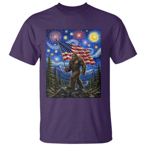 Bigfoot Patriotic 250 Years of Freedom T Shirt American USA Flag Stary Night TS14 Purple Print Your Wear