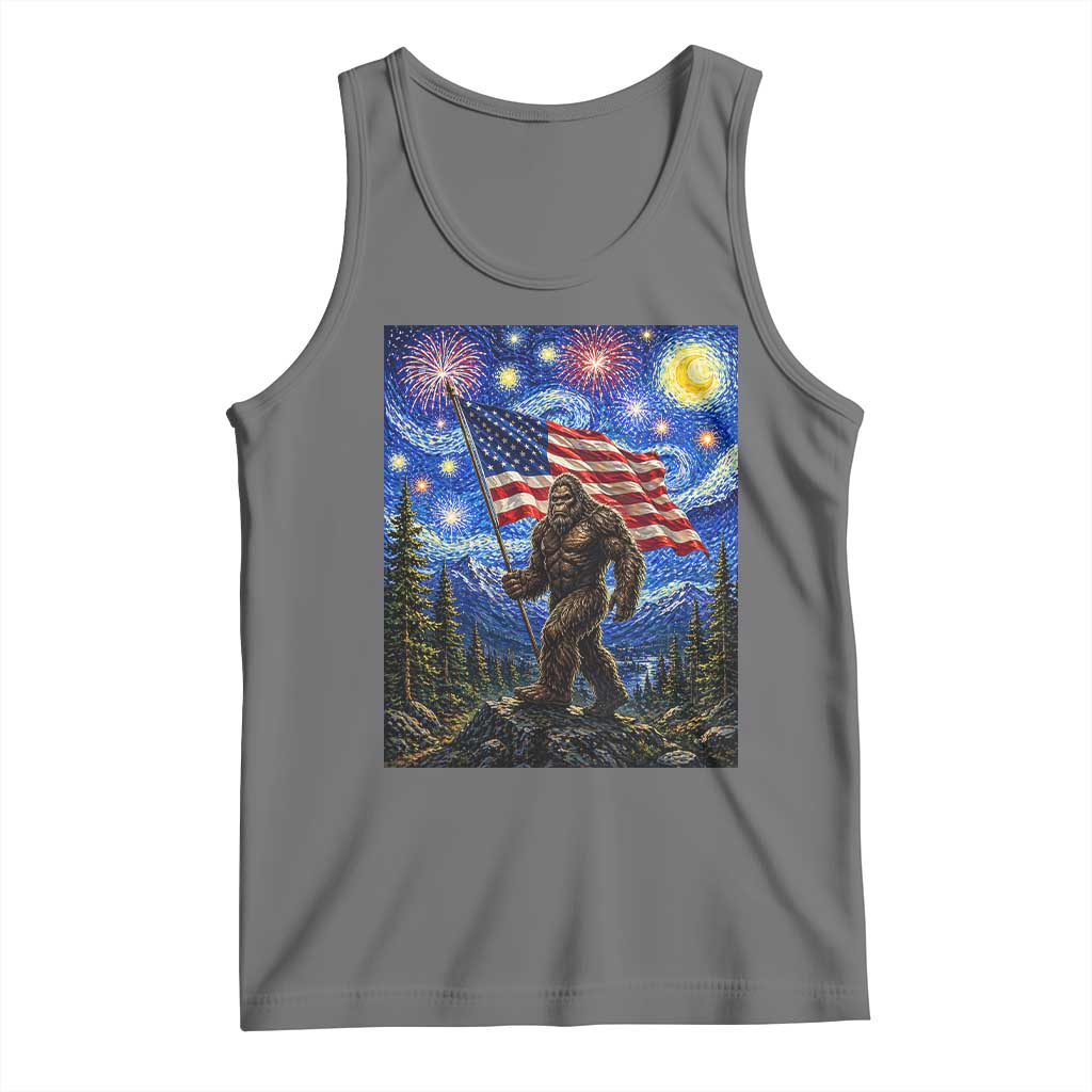 Bigfoot Patriotic 250 Years of Freedom Tank Top American USA Flag Stary Night TS14 Black Heather Print Your Wear