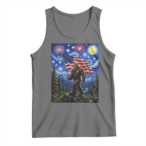 Bigfoot Patriotic 250 Years of Freedom Tank Top American USA Flag Stary Night TS14 Black Heather Print Your Wear