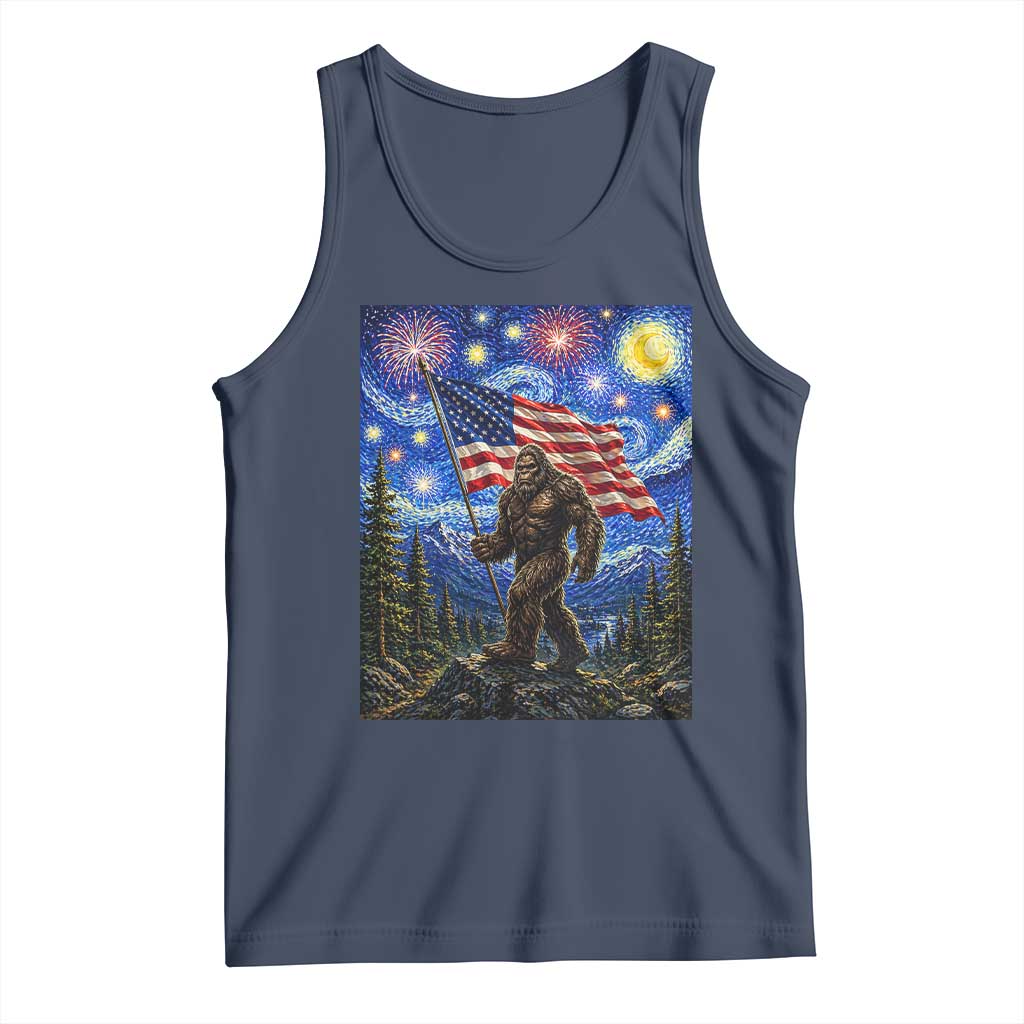 Bigfoot Patriotic 250 Years of Freedom Tank Top American USA Flag Stary Night TS14 Navy Print Your Wear