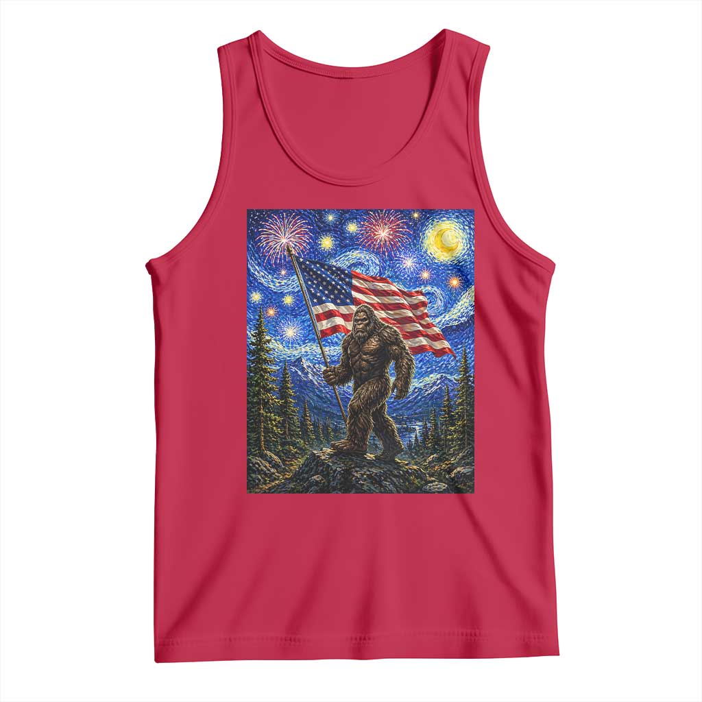 Bigfoot Patriotic 250 Years of Freedom Tank Top American USA Flag Stary Night TS14 Red Print Your Wear