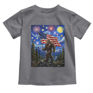 Bigfoot Patriotic 250 Years of Freedom Toddler T Shirt American USA Flag Stary Night TS14 Charcoal Print Your Wear