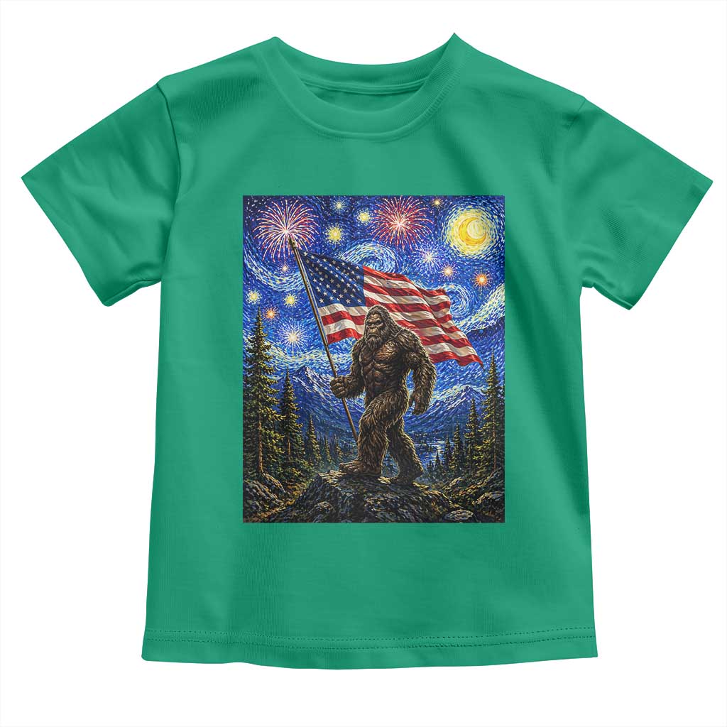 Bigfoot Patriotic 250 Years of Freedom Toddler T Shirt American USA Flag Stary Night TS14 Irish Green Print Your Wear