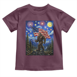 Bigfoot Patriotic 250 Years of Freedom Toddler T Shirt American USA Flag Stary Night TS14 Maroon Print Your Wear