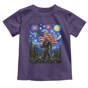 Bigfoot Patriotic 250 Years of Freedom Toddler T Shirt American USA Flag Stary Night TS14 Purple Print Your Wear