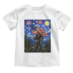 Bigfoot Patriotic 250 Years of Freedom Toddler T Shirt American USA Flag Stary Night TS14 White Print Your Wear