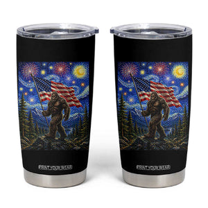 Bigfoot Patriotic 250 Years of Freedom Tumbler Cup American USA Flag Stary Night TS14 Black Print Your Wear