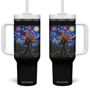 Bigfoot Patriotic 250 Years of Freedom Tumbler With Handle American USA Flag Stary Night TS14 One Size: 40 oz Black Print Your Wear