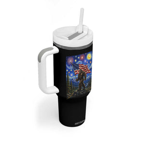 Bigfoot Patriotic 250 Years of Freedom Tumbler With Handle American USA Flag Stary Night TS14 Print Your Wear