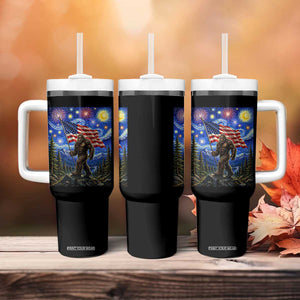 Bigfoot Patriotic 250 Years of Freedom Tumbler With Handle American USA Flag Stary Night TS14 Print Your Wear