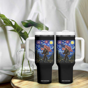 Bigfoot Patriotic 250 Years of Freedom Tumbler With Handle American USA Flag Stary Night TS14 Print Your Wear