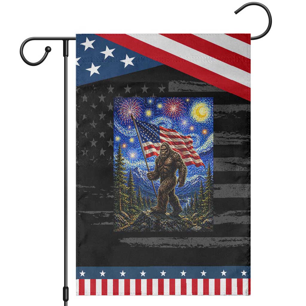 Bigfoot Patriotic 250 Years of Freedom Patriotic Garden Flag American USA Flag Stary Night TS14 Distressed Black Blue Print Your Wear