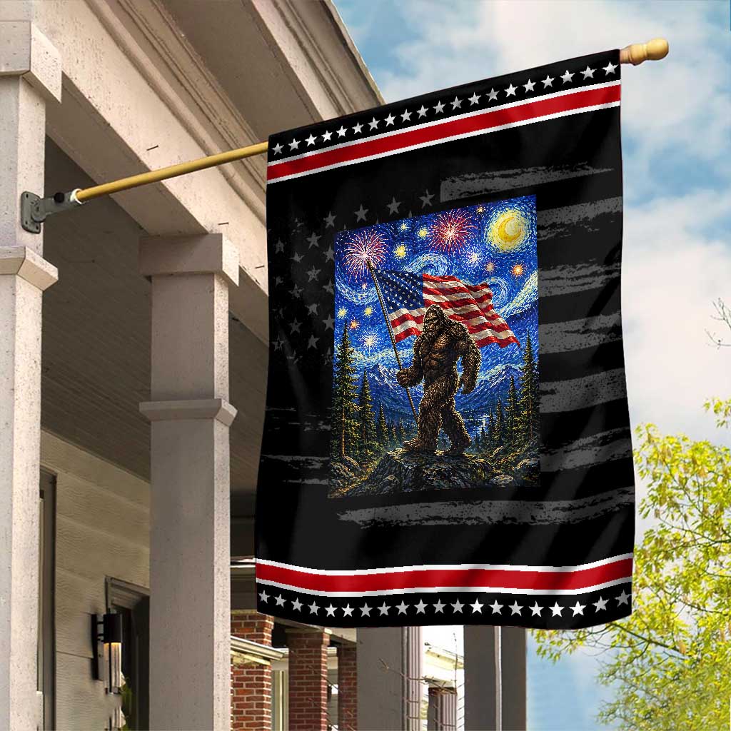 Bigfoot Patriotic 250 Years of Freedom Patriotic Garden Flag American USA Flag Stary Night TS14 Distressed Black Red Print Your Wear