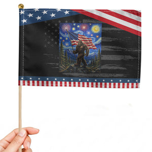 Bigfoot Patriotic 250 Years of Freedom Patriotic Handheld Flag American USA Flag Stary Night TS14 Distressed 8.2" × 5.5" Black Blue Print Your Wear