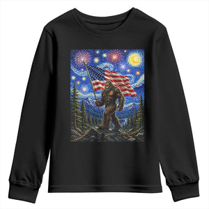 Bigfoot Patriotic 250 Years of Freedom Youth Sweatshirt American USA Flag Stary Night TS14 Black Print Your Wear