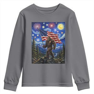 Bigfoot Patriotic 250 Years of Freedom Youth Sweatshirt American USA Flag Stary Night TS14 Charcoal Print Your Wear