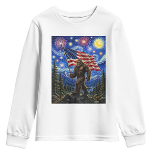 Bigfoot Patriotic 250 Years of Freedom Youth Sweatshirt American USA Flag Stary Night TS14 White Print Your Wear