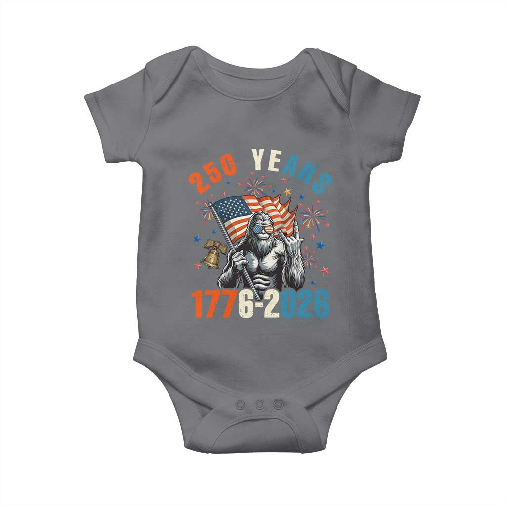 250th Anniversary USA Baby Onesie Bigfoot American Flag Patriotic 4th of July TS14 Charcoal Print Your Wear