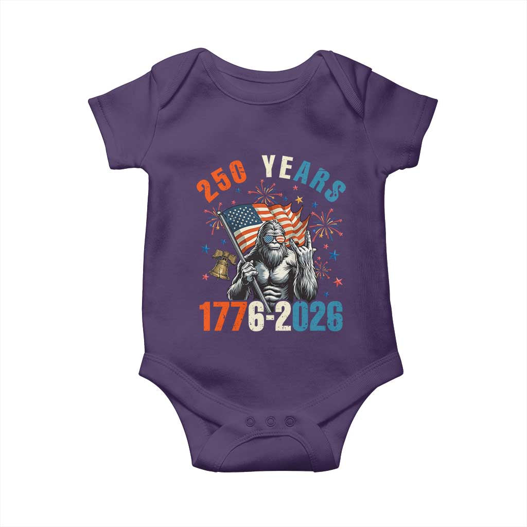 250th Anniversary USA Baby Onesie Bigfoot American Flag Patriotic 4th of July TS14 Purple Print Your Wear