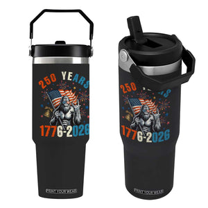 250th Anniversary USA Flip Straw Tumbler Bigfoot American Flag Patriotic 4th of July TS14 One Size: 30 oz Black Print Your Wear