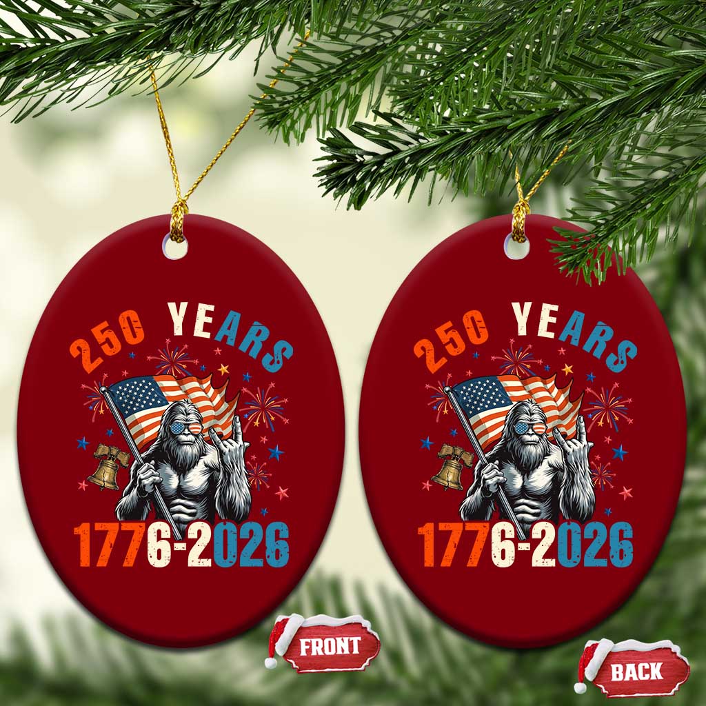 250th Anniversary USA Ceramic Ornament Bigfoot American Flag Patriotic 4th of July TS14 Print Your Wear