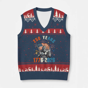 250th Anniversary USA V-Neck Knit Sweater Vest Bigfoot American Flag Patriotic 4th of July TS14 Navy Red Print Your Wear