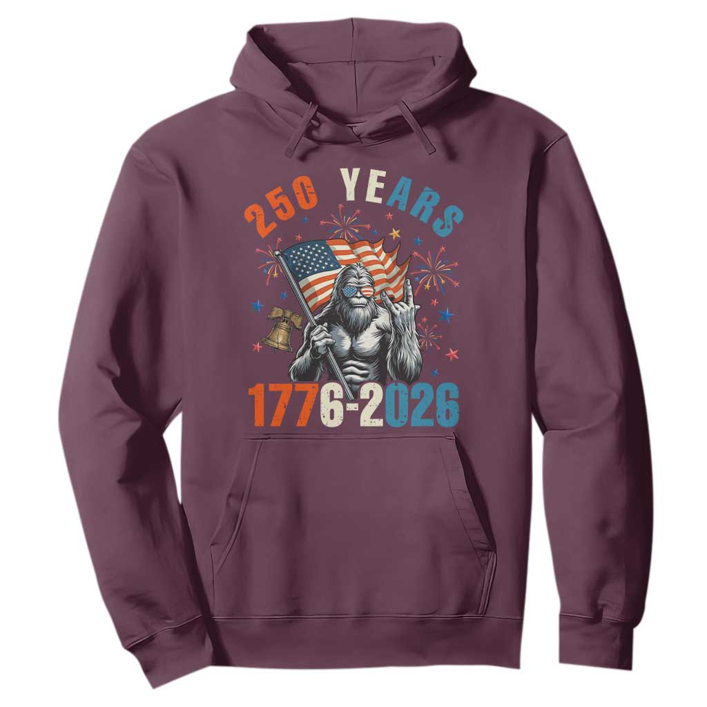 250th Anniversary USA Hoodie Bigfoot American Flag Patriotic 4th of July TS14 Maroon Print Your Wear