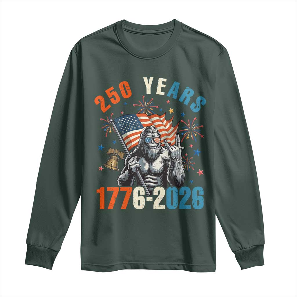 250th Anniversary USA Long Sleeve Shirt Bigfoot American Flag Patriotic 4th of July TS14 Dark Forest Green Print Your Wear