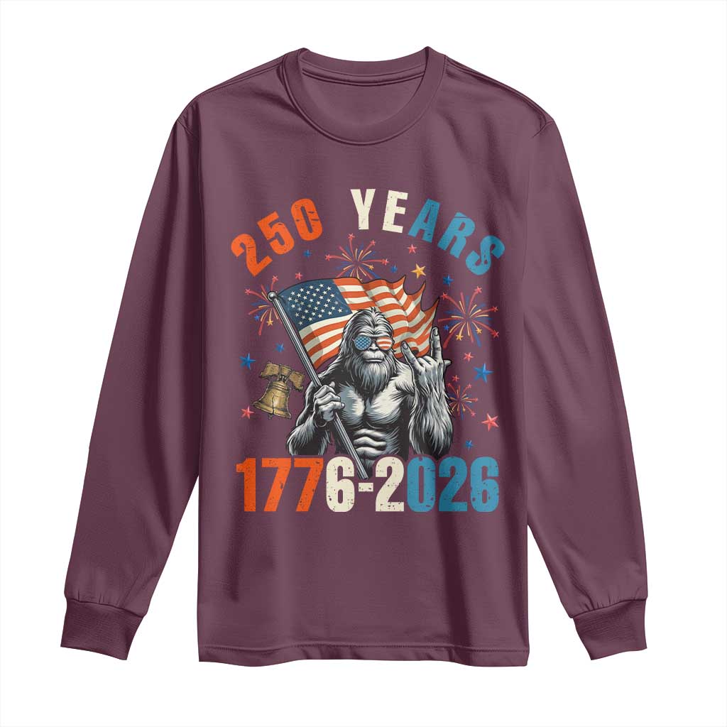 250th Anniversary USA Long Sleeve Shirt Bigfoot American Flag Patriotic 4th of July TS14 Maroon Print Your Wear