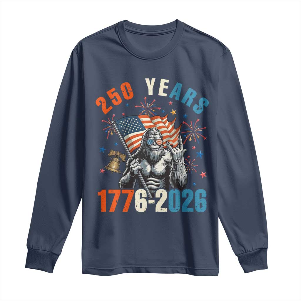 250th Anniversary USA Long Sleeve Shirt Bigfoot American Flag Patriotic 4th of July TS14 Navy Print Your Wear