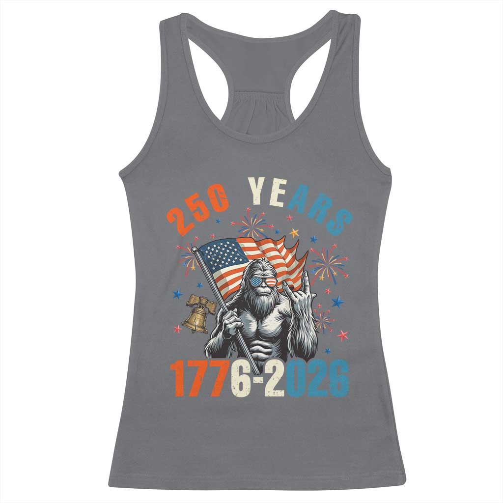 250th Anniversary USA Racerback Tank Top Bigfoot American Flag Patriotic 4th of July TS14 Charcoal Print Your Wear