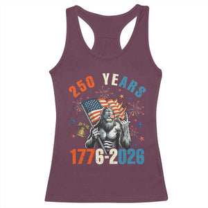 250th Anniversary USA Racerback Tank Top Bigfoot American Flag Patriotic 4th of July TS14 Maroon Print Your Wear