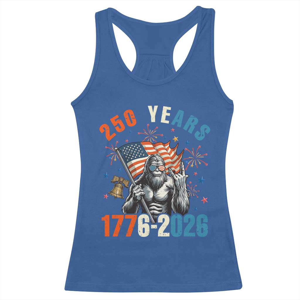 250th Anniversary USA Racerback Tank Top Bigfoot American Flag Patriotic 4th of July TS14 Royal Blue Print Your Wear