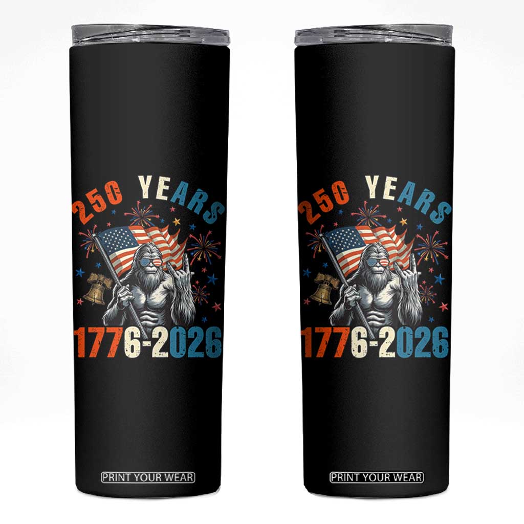 250th Anniversary USA Skinny Tumbler Bigfoot American Flag Patriotic 4th of July TS14 Black Print Your Wear