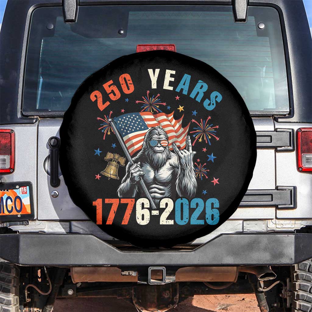 250th Anniversary USA Spare Tire Cover Bigfoot American Flag Patriotic 4th of July TS14 No hole Black Print Your Wear