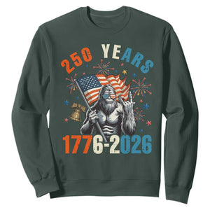 250th Anniversary USA Sweatshirt Bigfoot American Flag Patriotic 4th of July TS14 Dark Forest Green Print Your Wear