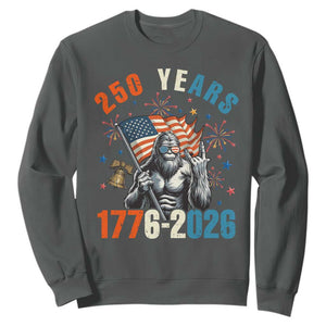 250th Anniversary USA Sweatshirt Bigfoot American Flag Patriotic 4th of July TS14 Dark Heather Print Your Wear