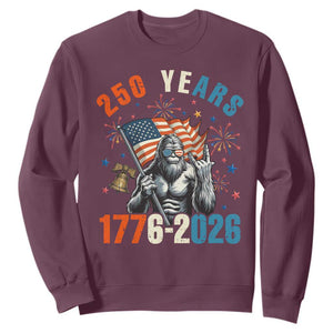 250th Anniversary USA Sweatshirt Bigfoot American Flag Patriotic 4th of July TS14 Maroon Print Your Wear
