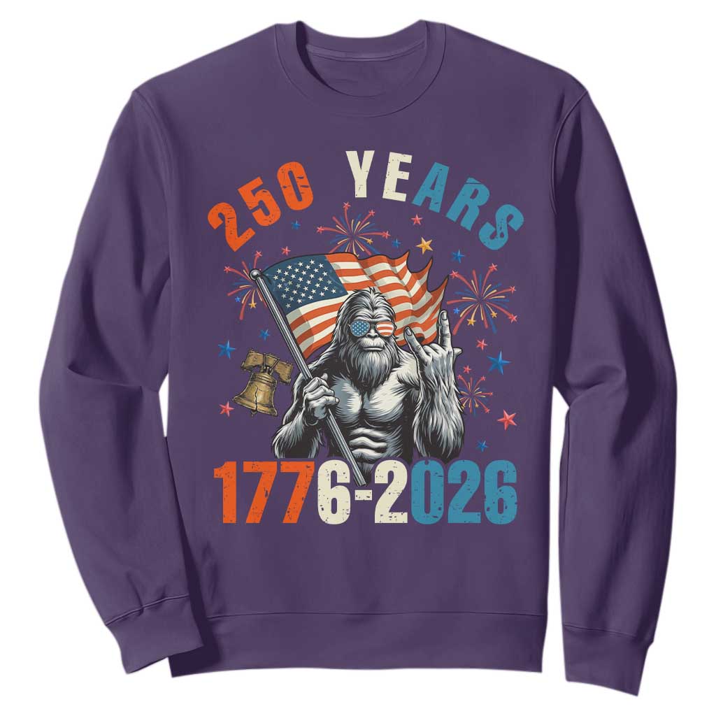 250th Anniversary USA Sweatshirt Bigfoot American Flag Patriotic 4th of July TS14 Purple Print Your Wear
