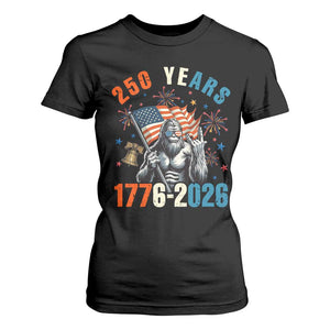250th Anniversary USA T Shirt For Women Bigfoot American Flag Patriotic 4th of July TS14 Black Print Your Wear