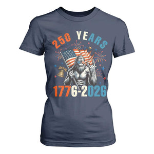 250th Anniversary USA T Shirt For Women Bigfoot American Flag Patriotic 4th of July TS14 Navy Print Your Wear