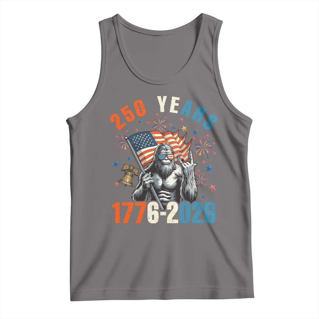 250th Anniversary USA Tank Top Bigfoot American Flag Patriotic 4th of July TS14 Deep Heather Print Your Wear