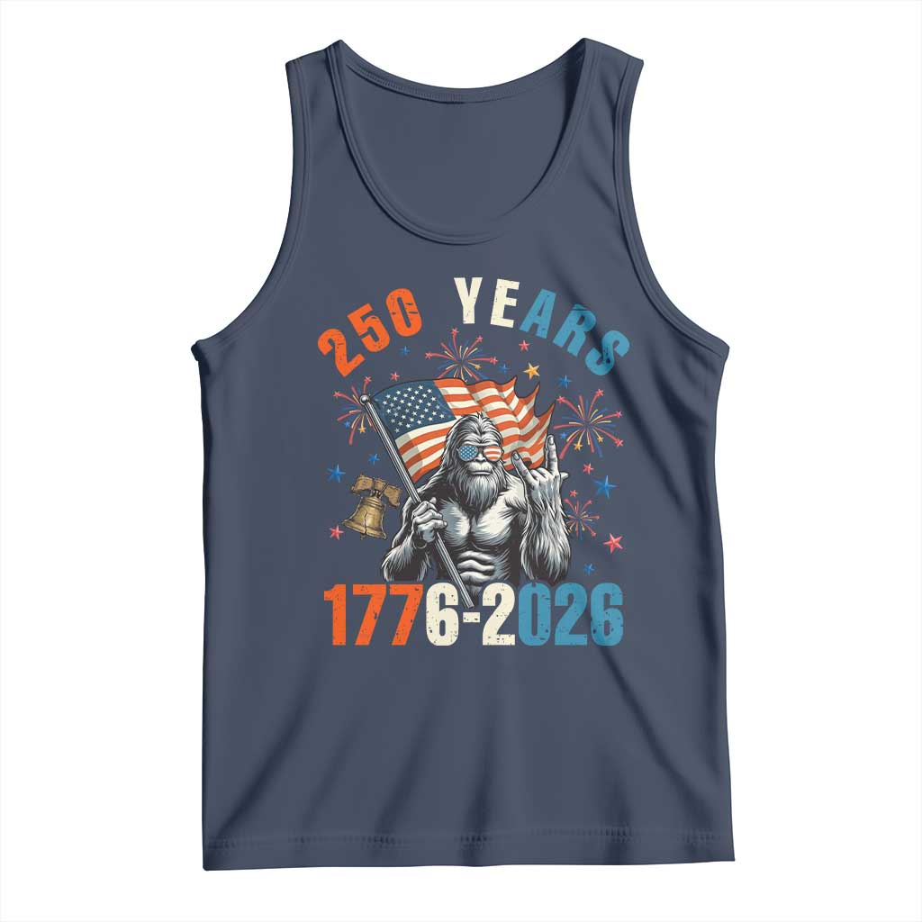 250th Anniversary USA Tank Top Bigfoot American Flag Patriotic 4th of July TS14 Navy Print Your Wear