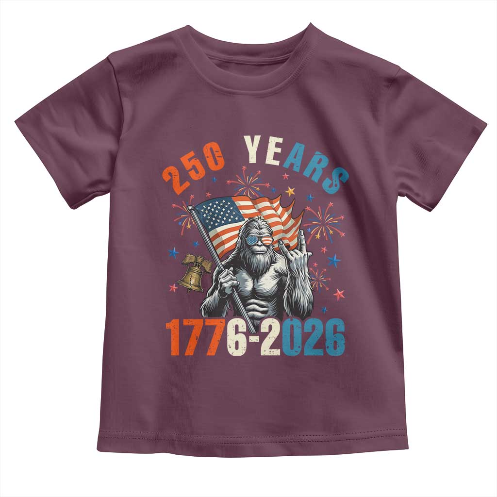 250th Anniversary USA Toddler T Shirt Bigfoot American Flag Patriotic 4th of July TS14 Maroon Print Your Wear