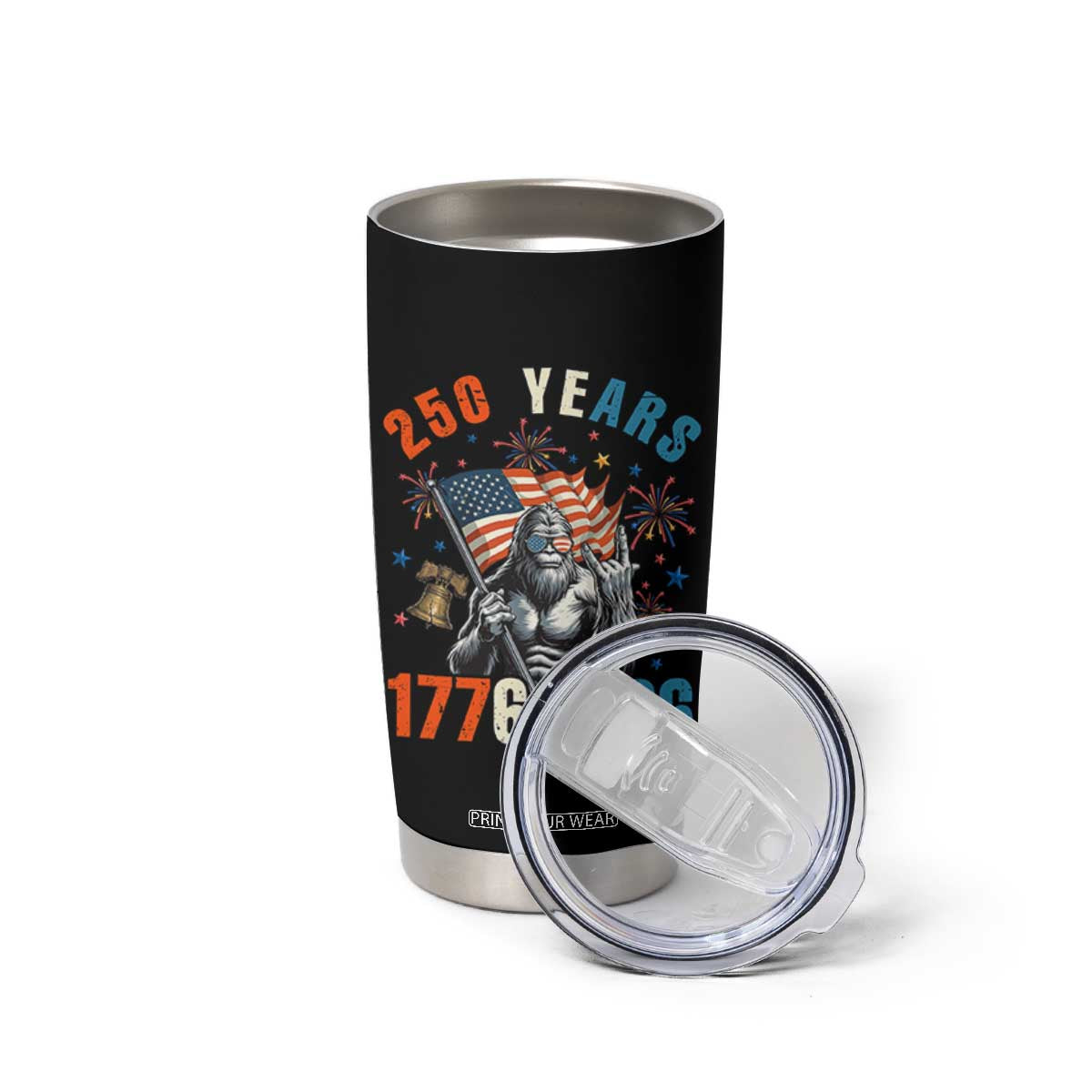 250th Anniversary USA Tumbler Cup Bigfoot American Flag Patriotic 4th of July TS14 Print Your Wear