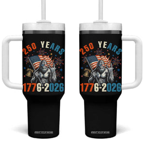 250th Anniversary USA Tumbler With Handle Bigfoot American Flag Patriotic 4th of July TS14 One Size: 40 oz Black Print Your Wear