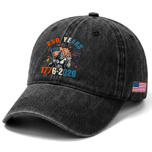 250th Anniversary USA Washed Cotton Baseball Cap Bigfoot American Flag Patriotic 4th of July TS14 Print Your Wear